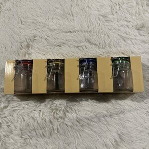 Grant Howard set of 4 square mini B&T Spice Jars with color lid NEW